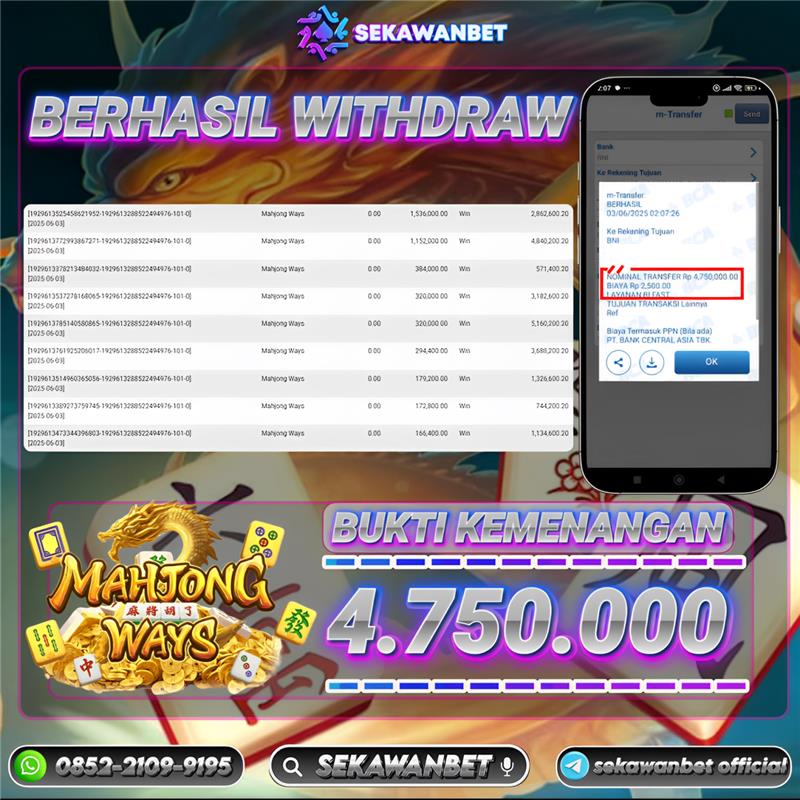 SEKAWANBET JACKPOT SLOT MAHJONG WAYS 🀄 Rp.4.750.000,- LUNAS!!!