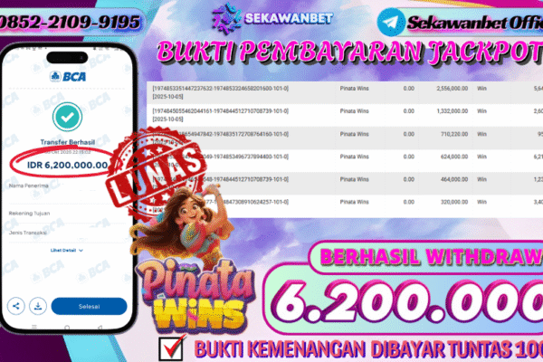 SEKAWANBET JACKPOT SLOT PINATA WINS Rp.6.200.000,- LUNAS!!!